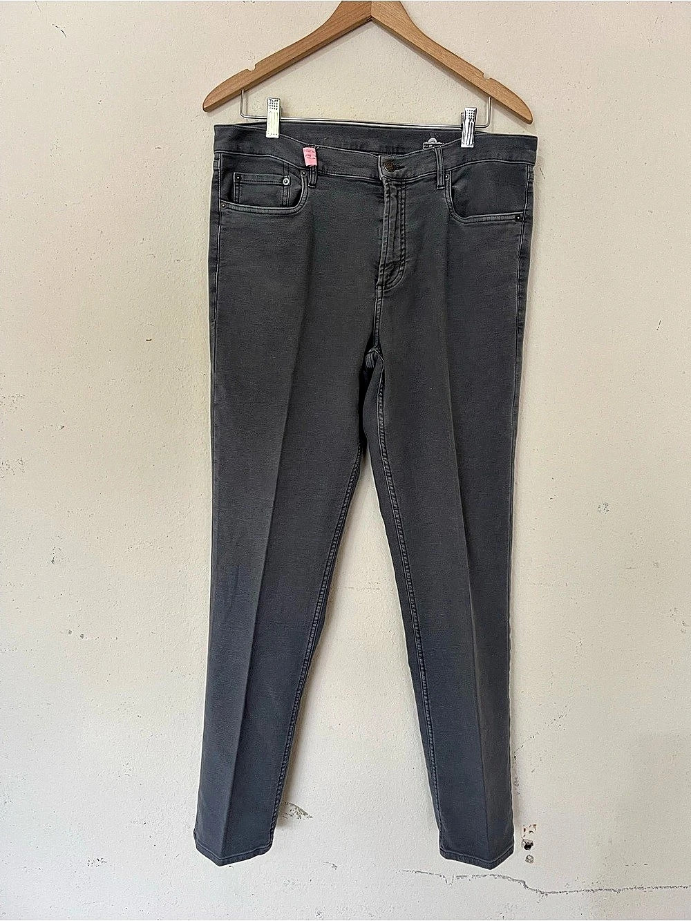 Faherty Men Stretch Terry 5-Pocket Pants Iron Steel Gray Straight Size 35x32
